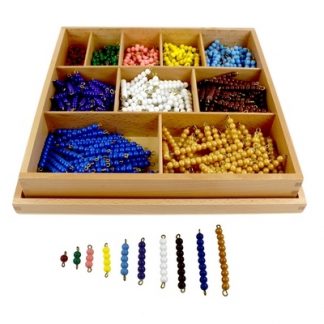 Quality Premium Decanomio de perlas con caja de madera- Material Montessori-vista frontal