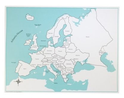 Mapa de Control: Europa - Material Montessori-vista frontal