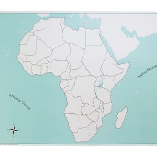 Mapa puzzle de África Sin etiquetas- Material Montessori- vista frontal