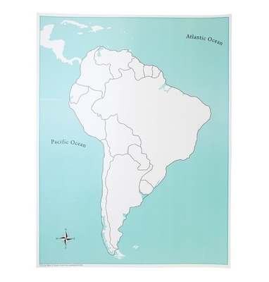 Mapa puzzle de Sud América Sin etiquetas-Material Montessori