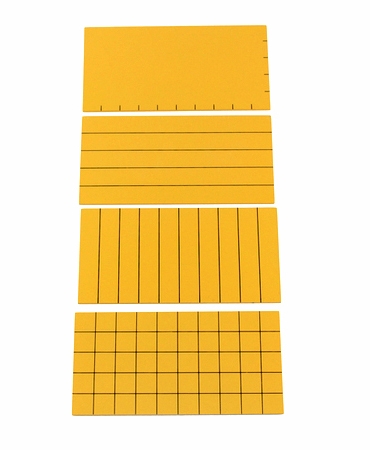 Material amarillo para cálculo de área - Material Montessori- vista frontal