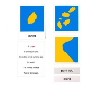 Tarjetas de tierra y agua: Set 1 y 2 (solo tarjetas)-Material Montessori-vista frontal