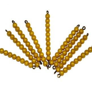9 Barras de perlas doradas-Material Montessori-vista frontal