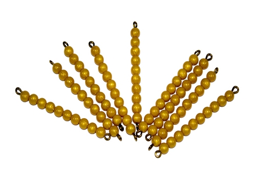 9 Barras de perlas doradas-Material Montessori-vista frontal