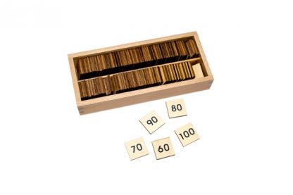 Este material consiste en un tablero de madera cuadiculado de color rojo con números del 1 al 10 tanto en vertical como en horizontal