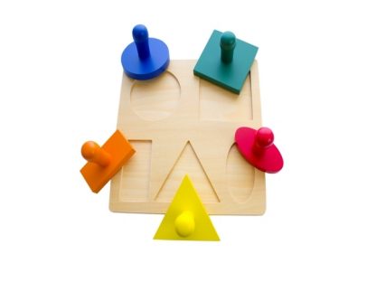 Puzzle de Madera con 5 Formas Geométricas-Material Montessori-vista frontal